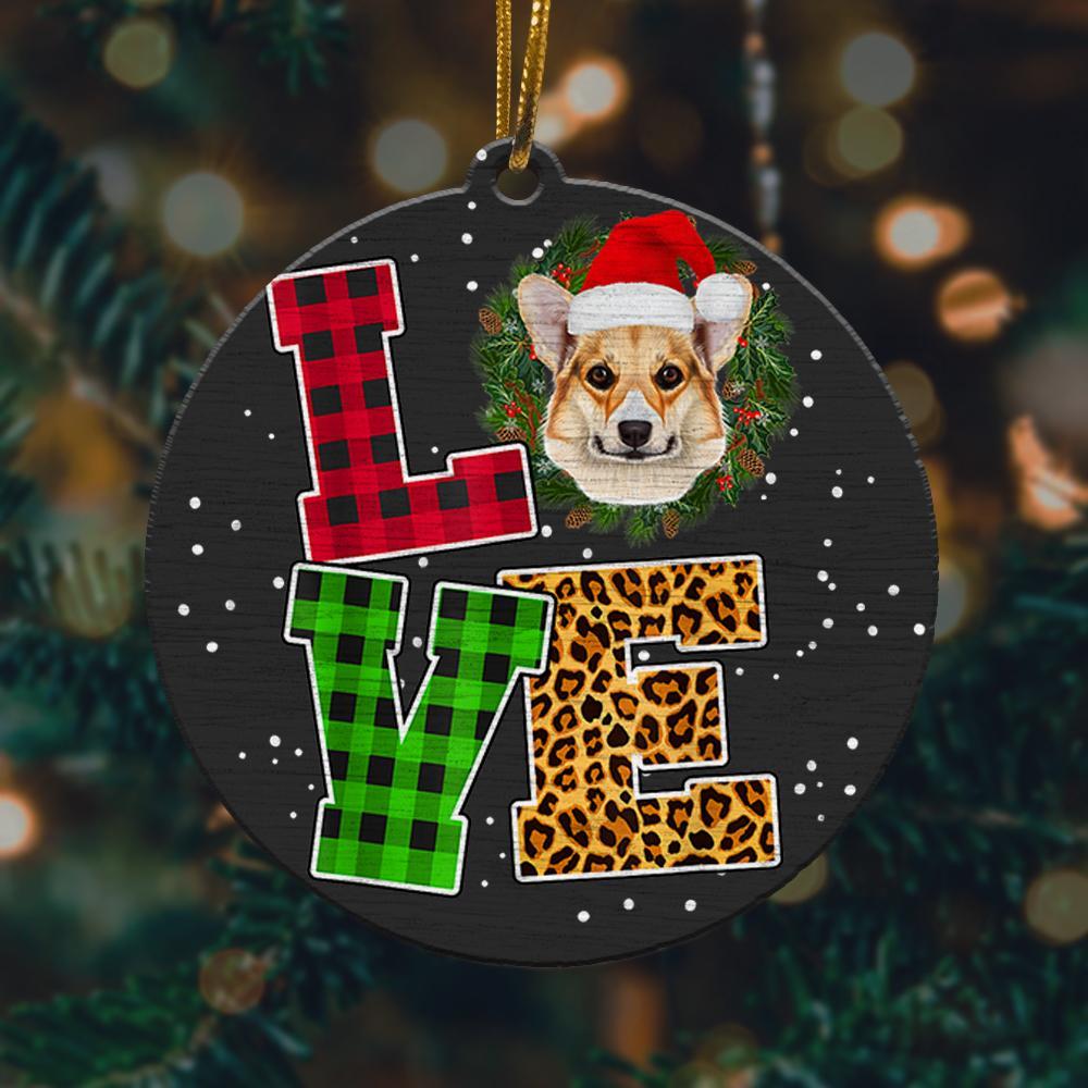 I Love Corgi Dog Santa Hat Plaid Funny Christmas Ornament 2022 Amazing Decor Ideas