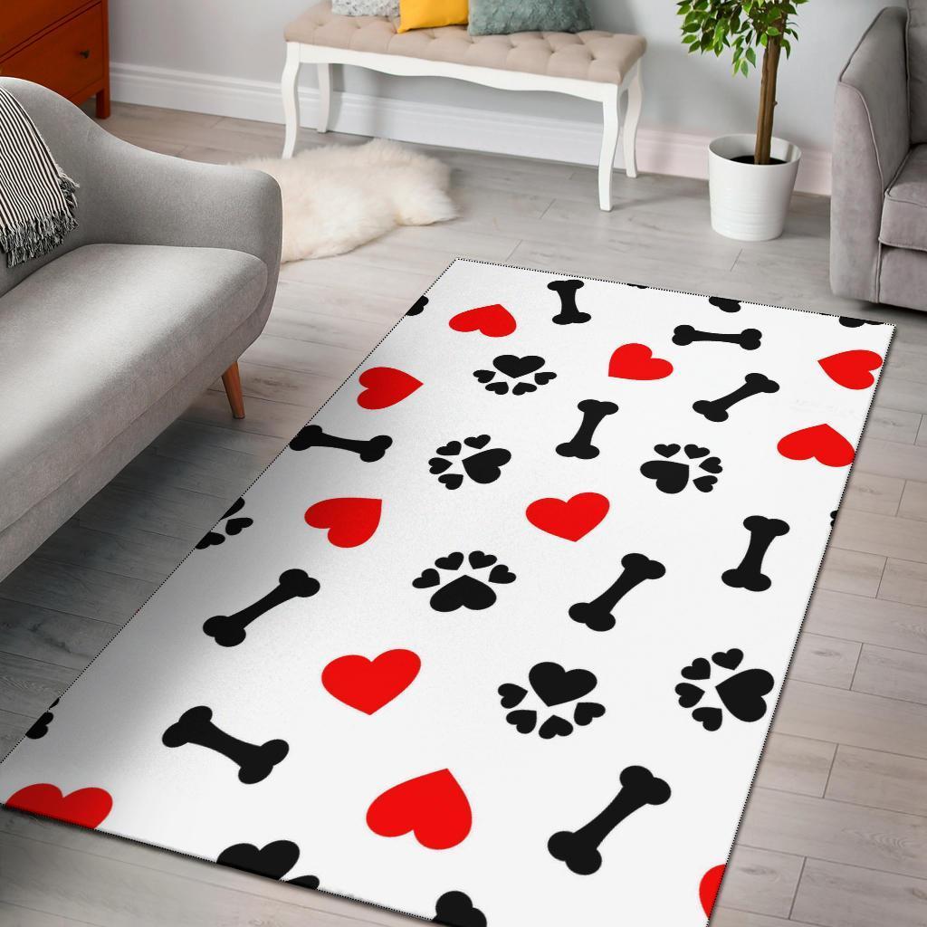 I Love Dog Pattern Area Rug Carpet