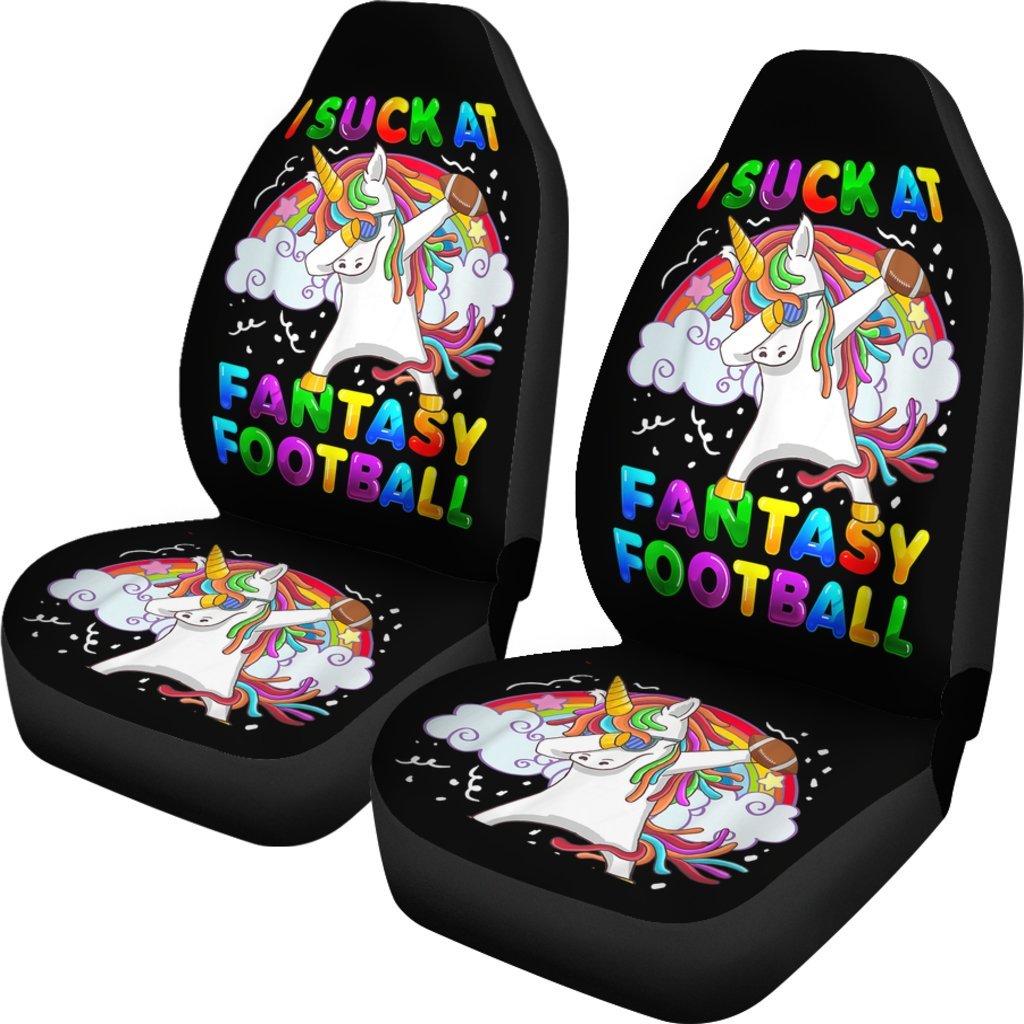 I Suck At Fantasy Football Dabbing Unicorn Car Seat Covers