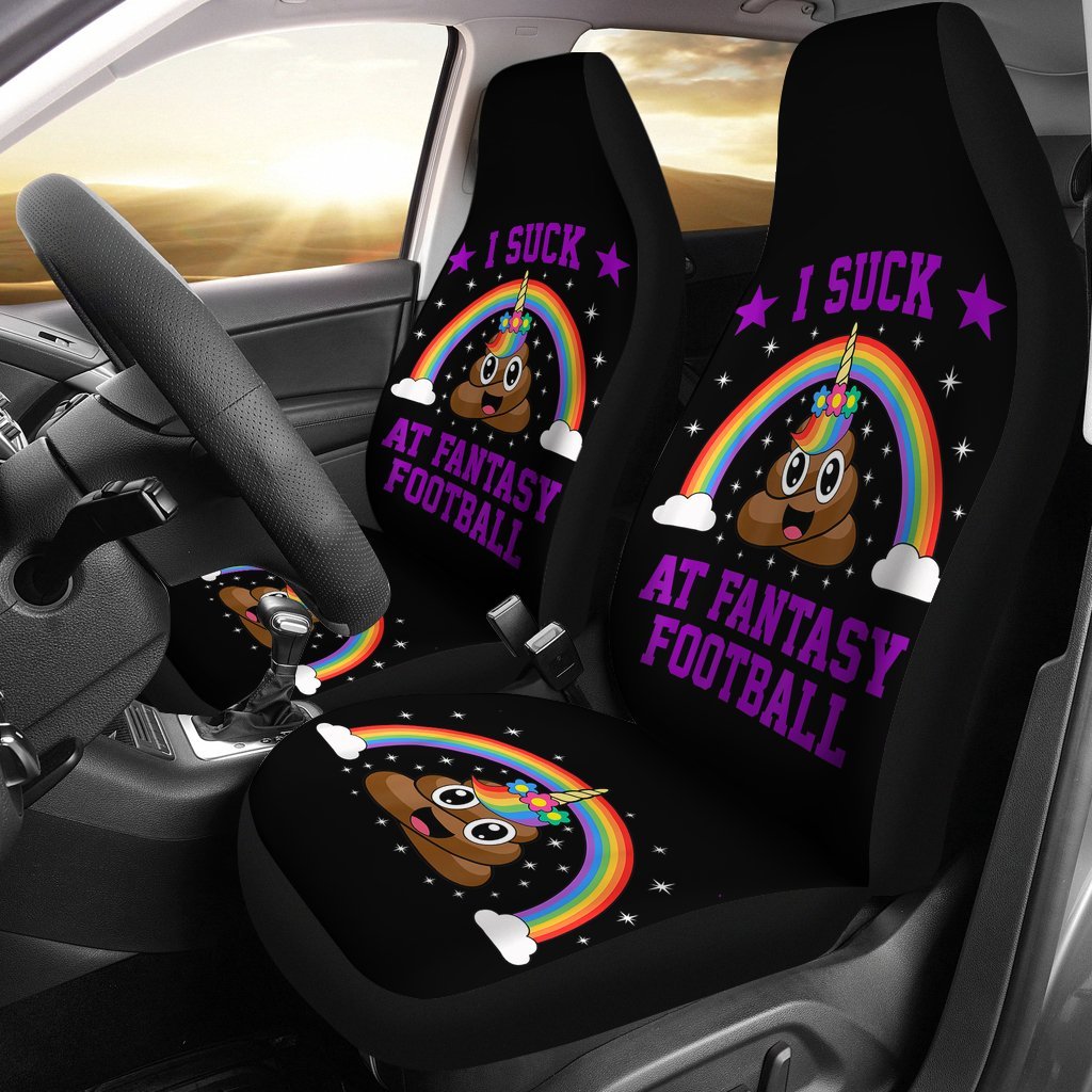 I Suck At Fantasy Football Loser Poop Unicorn Car Seat Covers