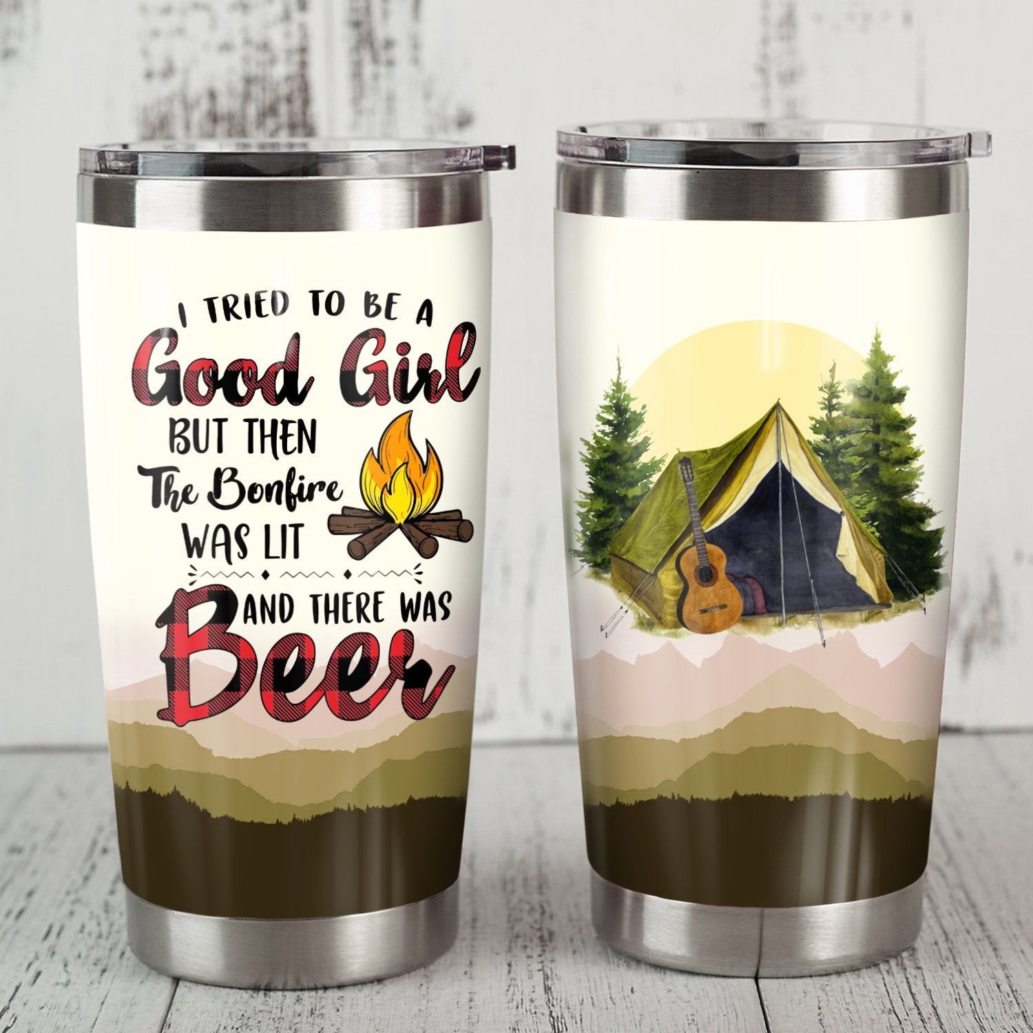 I Tried To Be A Good Girl But Then The Bonfire Was Lit And There Was Beer Camping Camfire Tumbler 2021