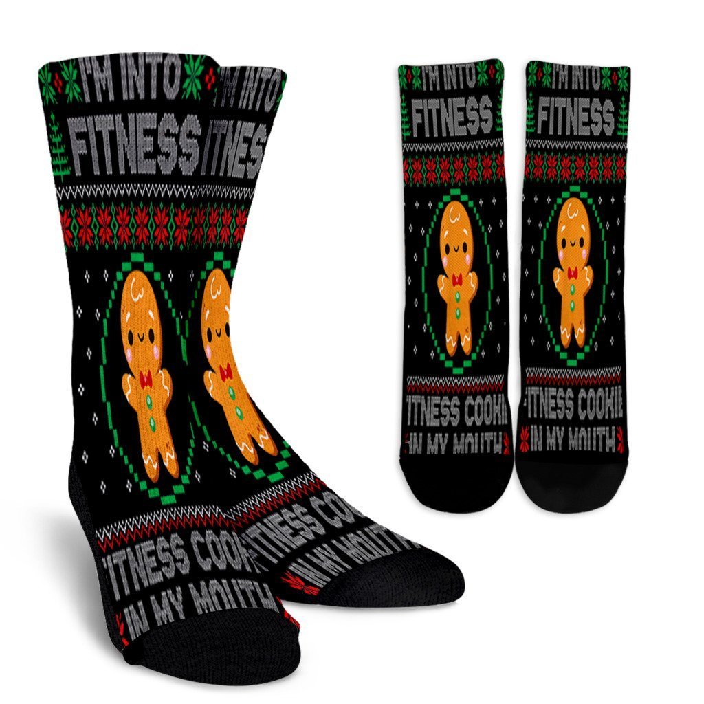 I'M Into Fitness Cookie Gingerbread Ugly Sweater Christmas Noel Socks Perfect Christmas Gift