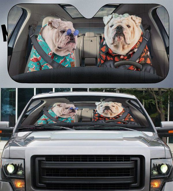 White Bulldog Car Sunshade Gift Ideas 2022