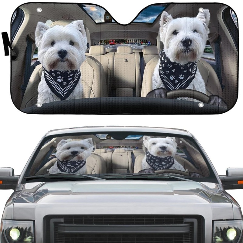 Westie Couple Car Sunshade Gift Ideas 2022