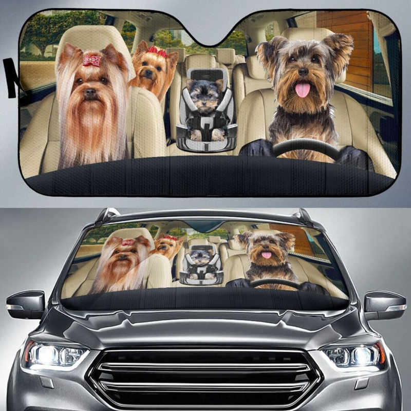 Yorkie Family Car Sunshade Gift Ideas 2022