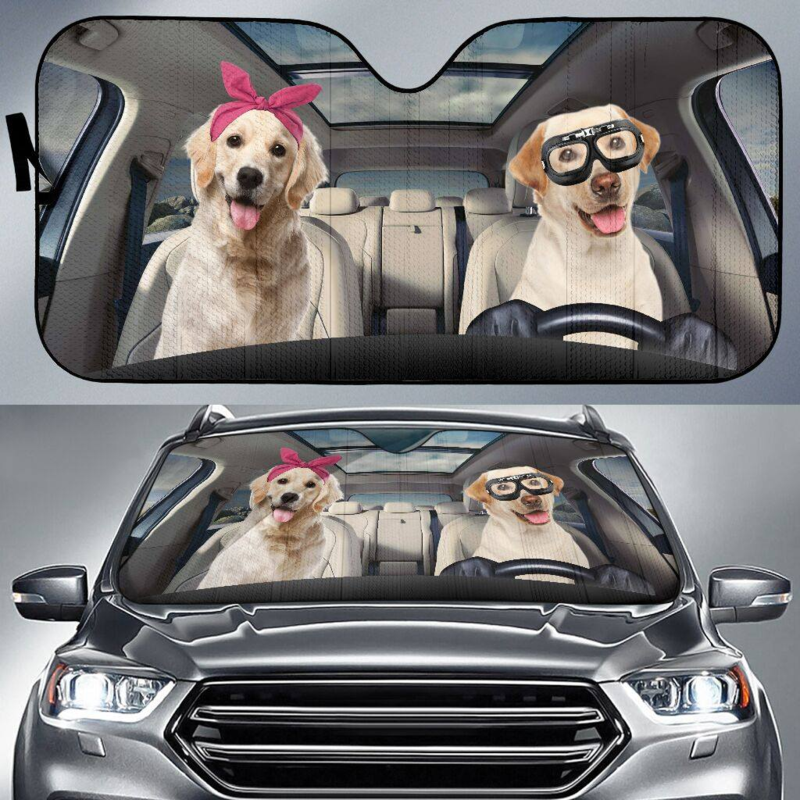 Yellow Labrador Couple Car Sunshade Gift Ideas 2021