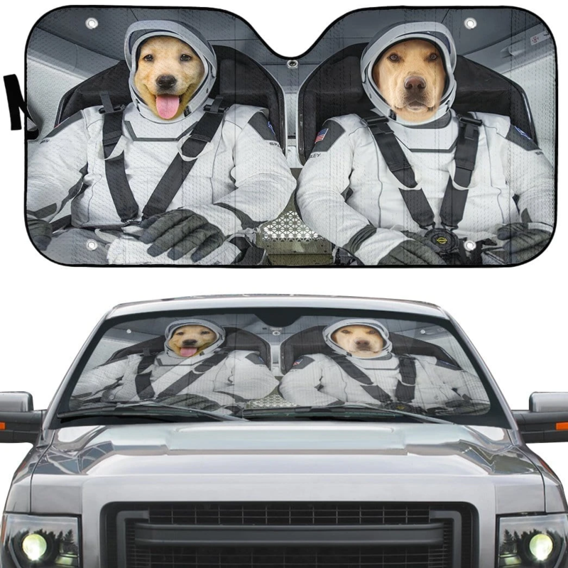 Yellow Labrador Retriever Astronaut Car Sunshade Gift Ideas 2022