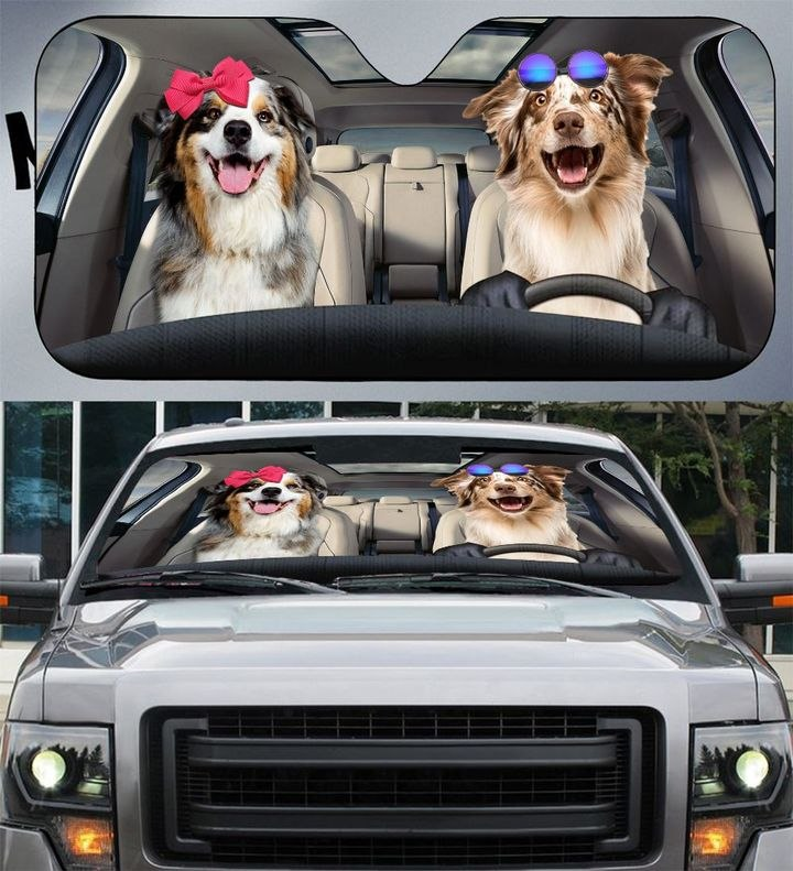 Australia Shepherd Couple Car Sunshade Gift Ideas 2021