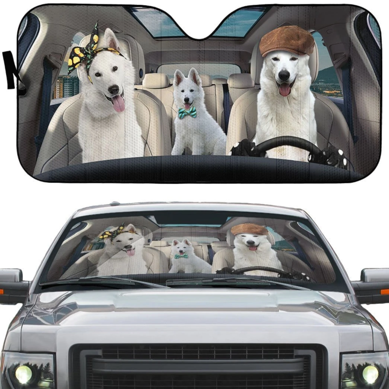 White Shepherd Dogs Car Sunshade Gift Ideas 2021