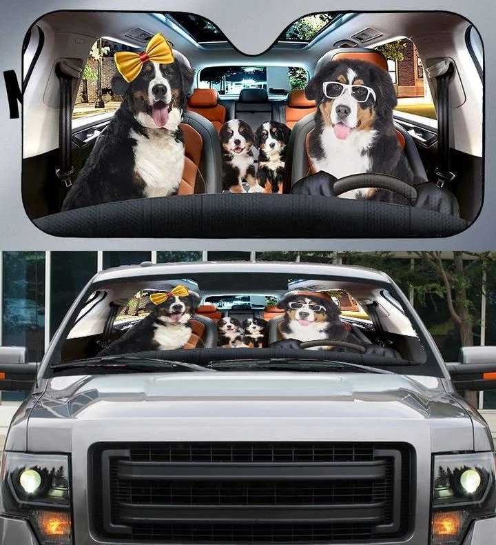 Bernese Mountain Family V2 Car Sunshade Gift Ideas 2022