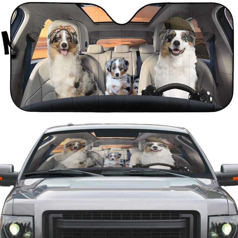 Australian Shepherd Family Dogs Car Sunshade Gift Ideas 2022