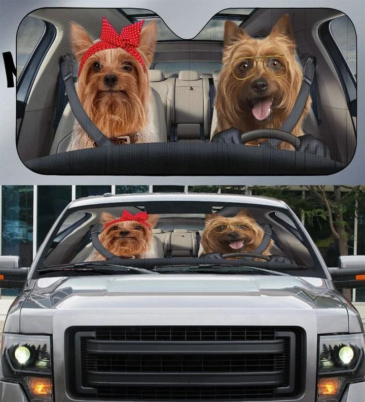 Yorkie Couple Car Sunshade Gift Ideas 2021