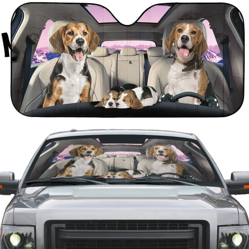 Beagle Family V5 Car Sunshade Gift Ideas 2021