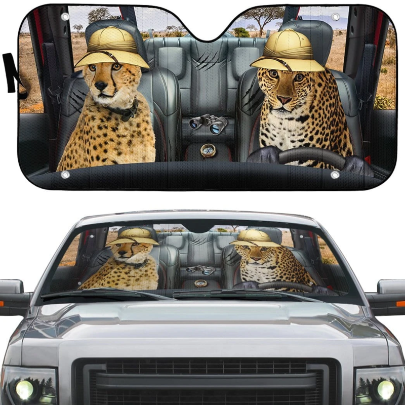 Cheetah And Leopard Safari Car Sunshade Gift Ideas 2022