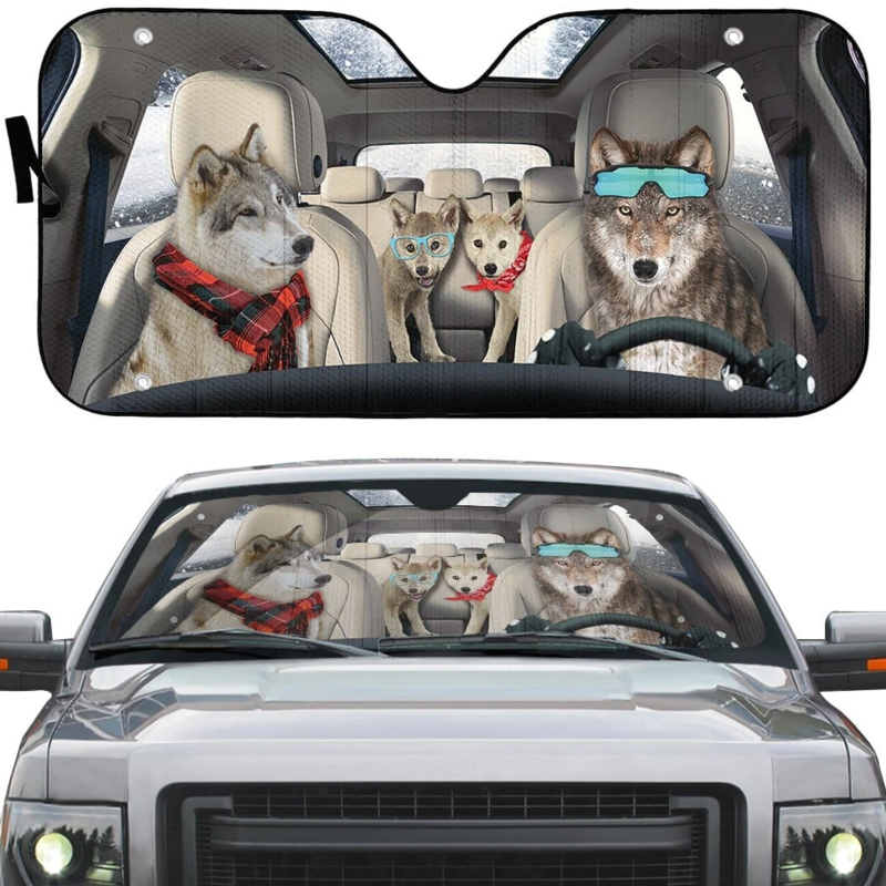 Gray Wolf Family Car Sunshade Gift Ideas 2022