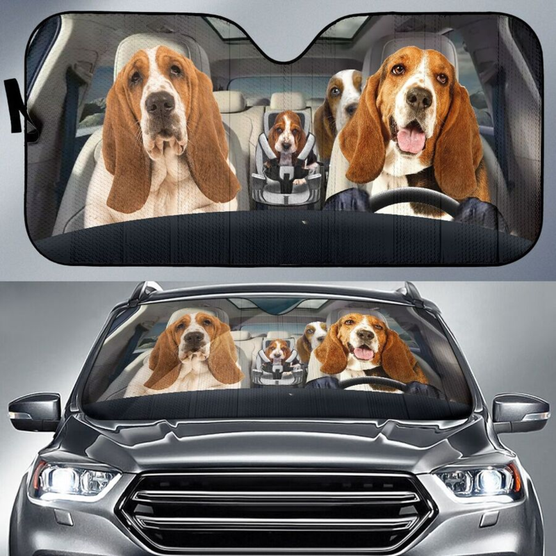 Basset Hound Family Car Sunshade Gift Ideas 2022