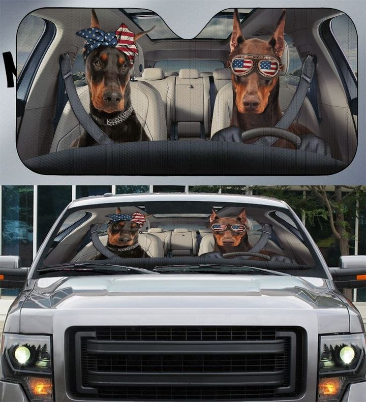 Us Doberman Couple Car Sunshade Gift Ideas 2021