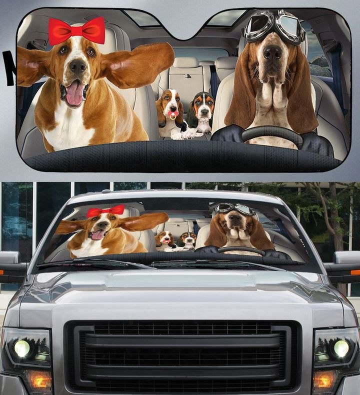 Basset Hound Family V2 Car Sunshade Gift Ideas 2022