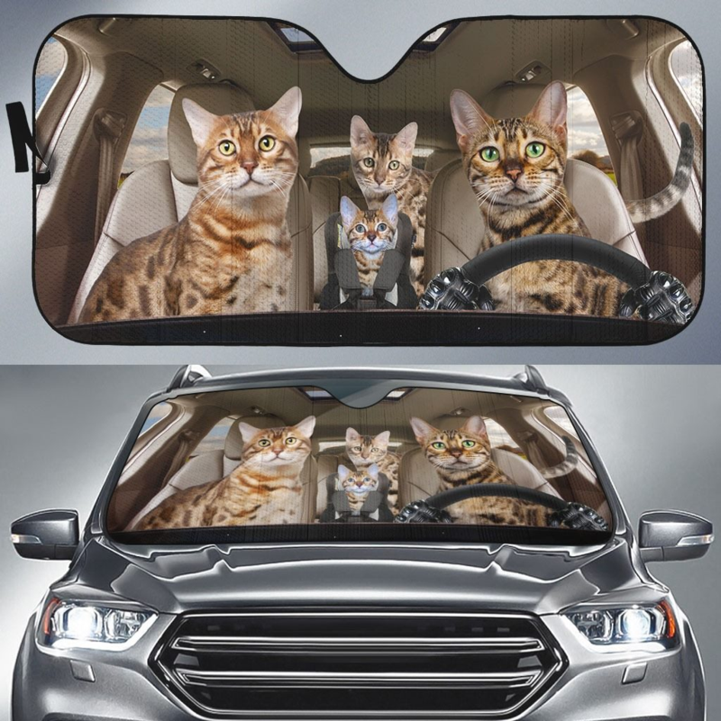 Bengal Cat Family Car Sunshade Gift Ideas 2022