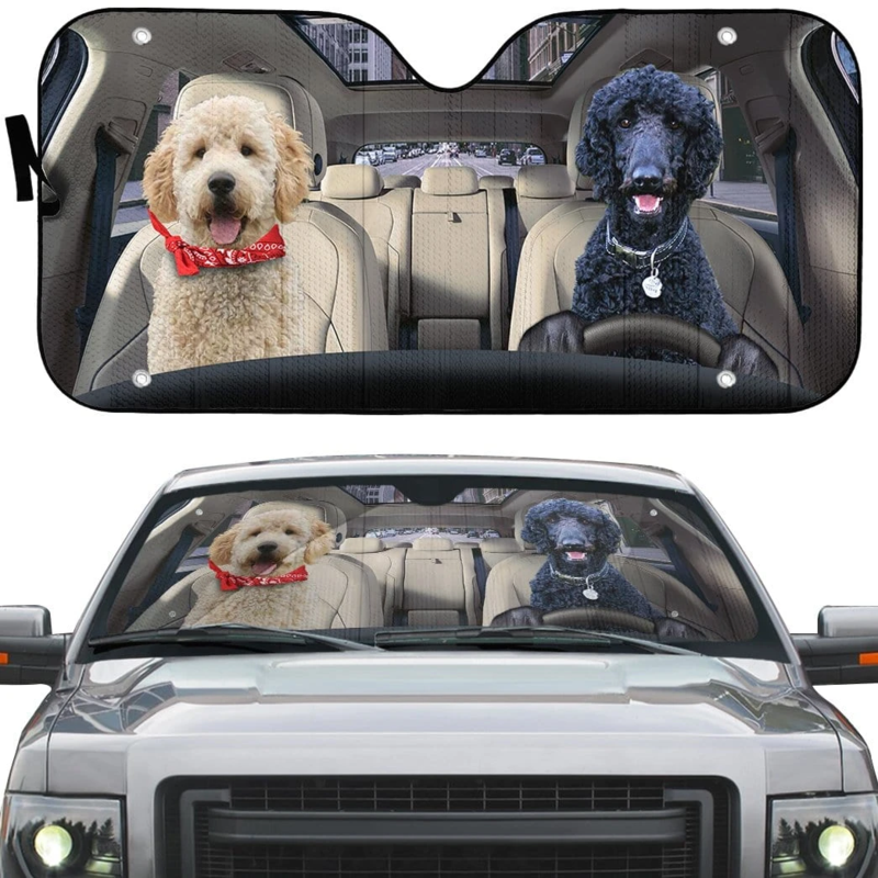 Black Poodle And Goldendoodle Car Sunshade Gift Ideas 2022