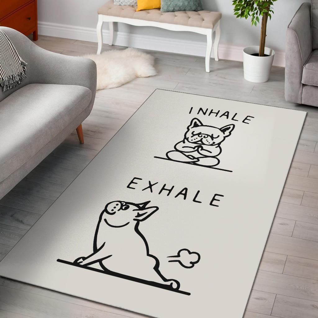 Inhale Exhale French Bulldog Area Rug Carpet