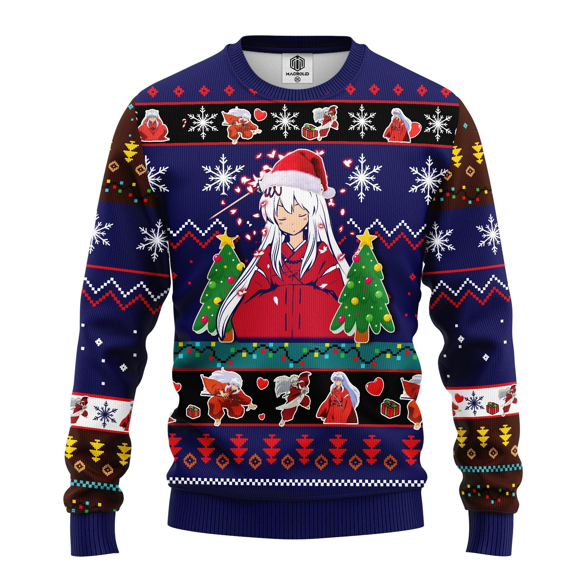 Inuyasha Anime Ugly Christmas Sweater Blue Amazing Gift Idea Thanksgiving Gift