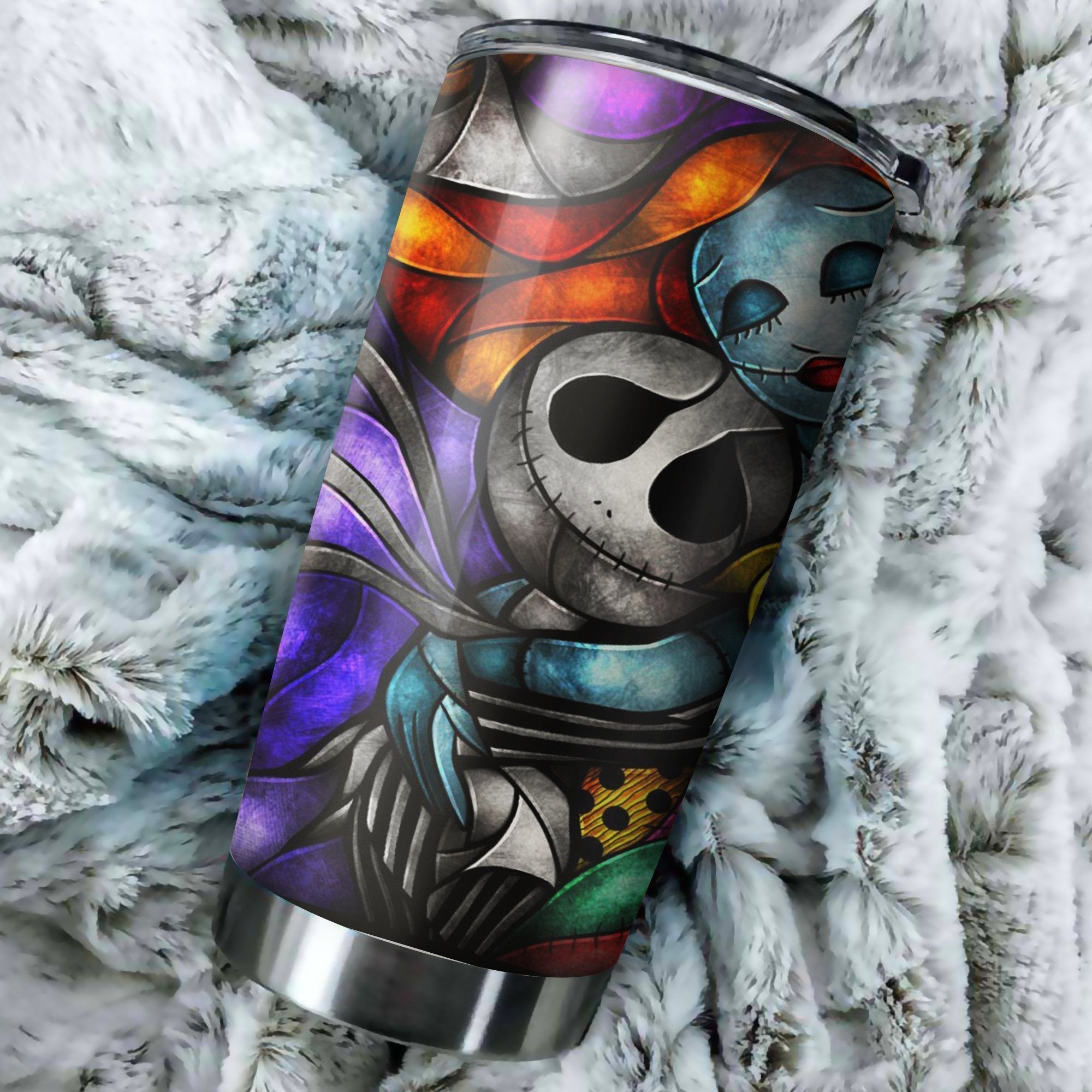 Jack Skellington And Sally Color Nightmare Before Christmas Tumbler Perfect Birthday Best Gift Stainless Traveling Mugs 2021