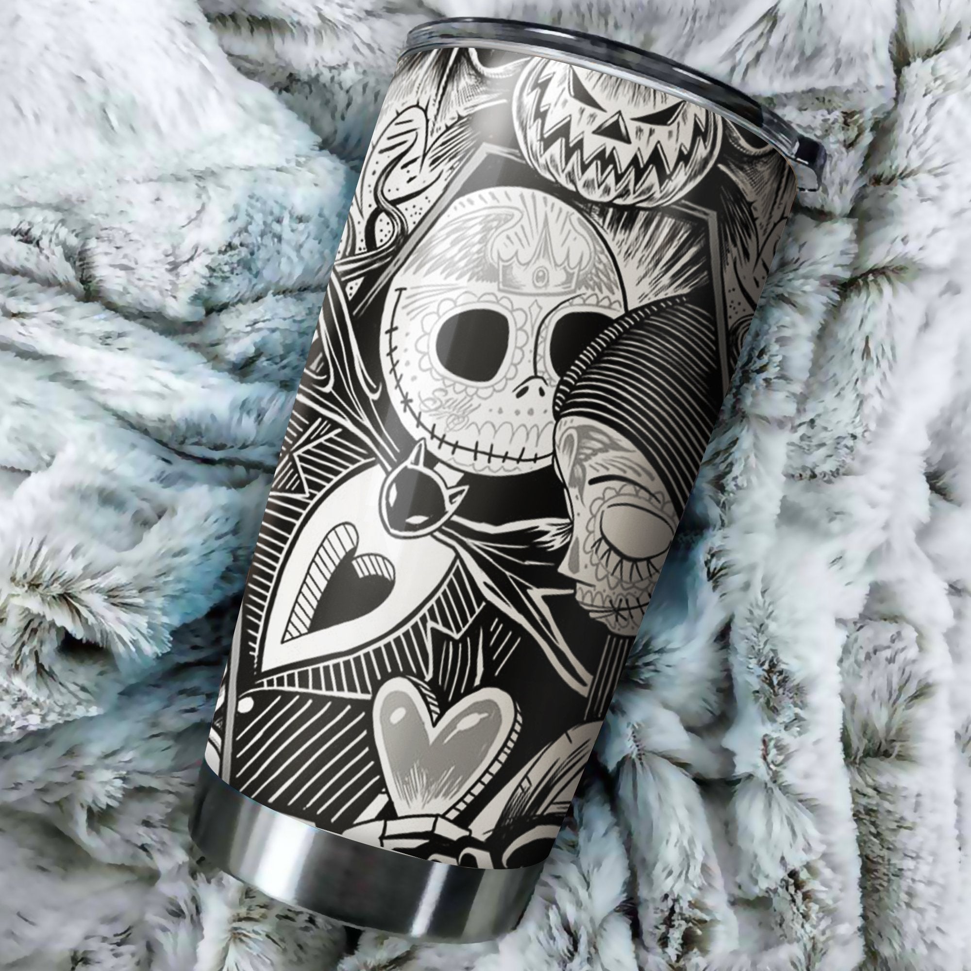 Jack Skellington And Sally Nightmare Before Christmas Tumbler Perfect Birthday Best Gift Stainless Traveling Mugs 2021