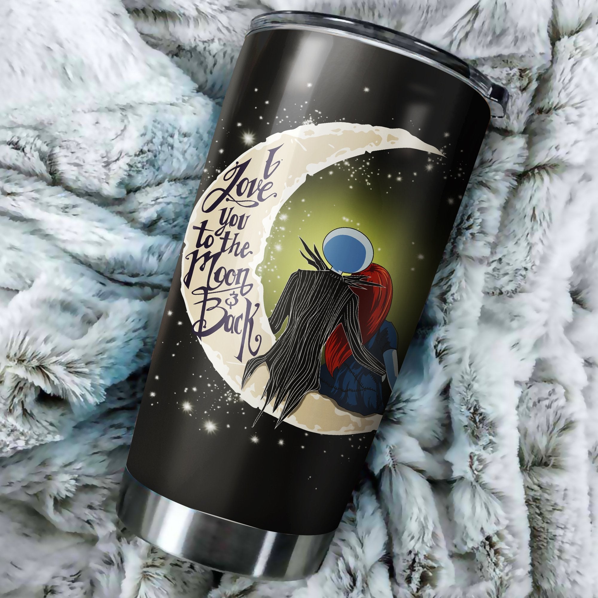 Jack Skellington And Sally To The Moon Nightmare Before Christmas Tumbler Perfect Birthday Best Gift Stainless Traveling Mugs 2021