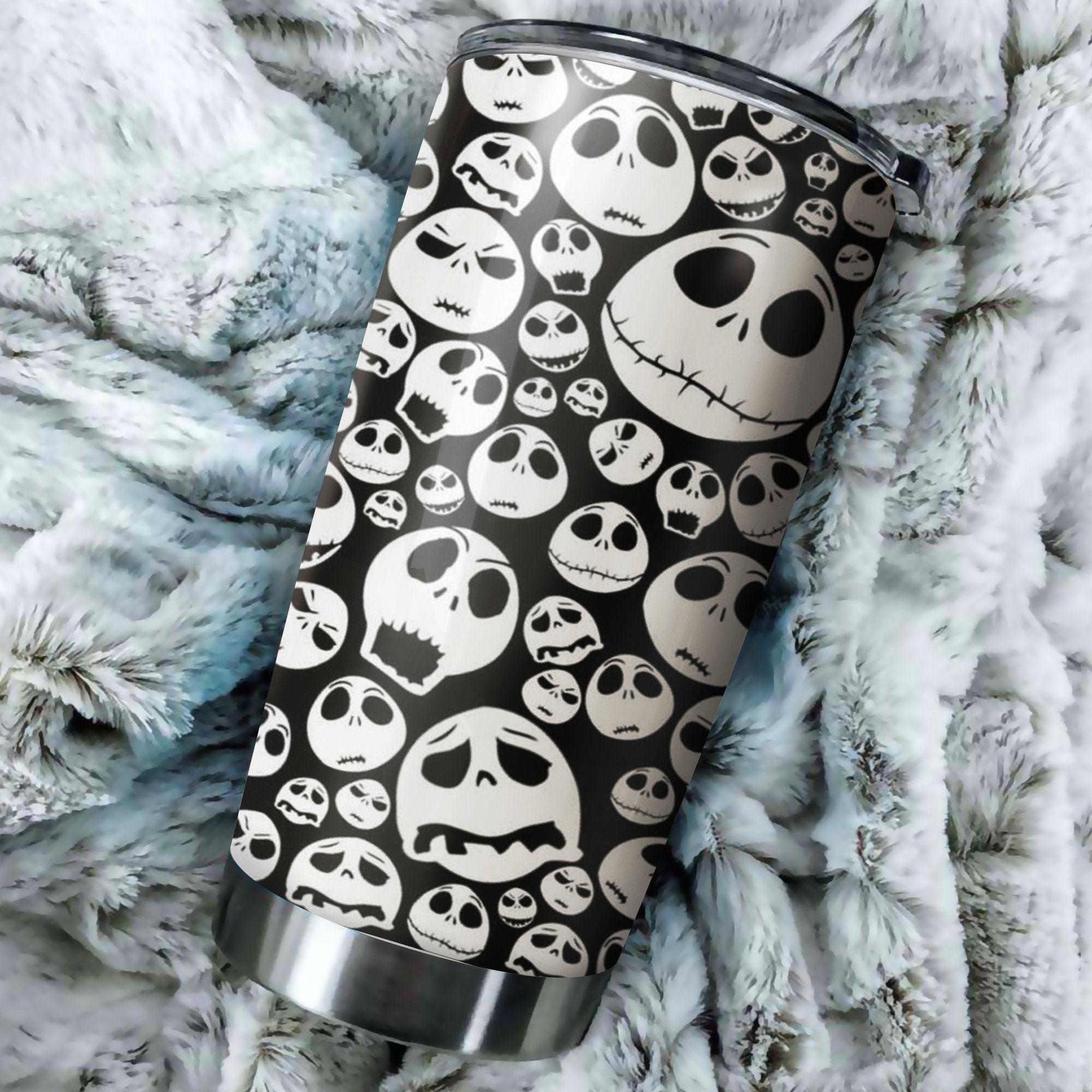 Jack Skellington Face Nightmare Before Christmas Tumbler Perfect Birthday Best Gift Stainless Traveling Mugs 2021