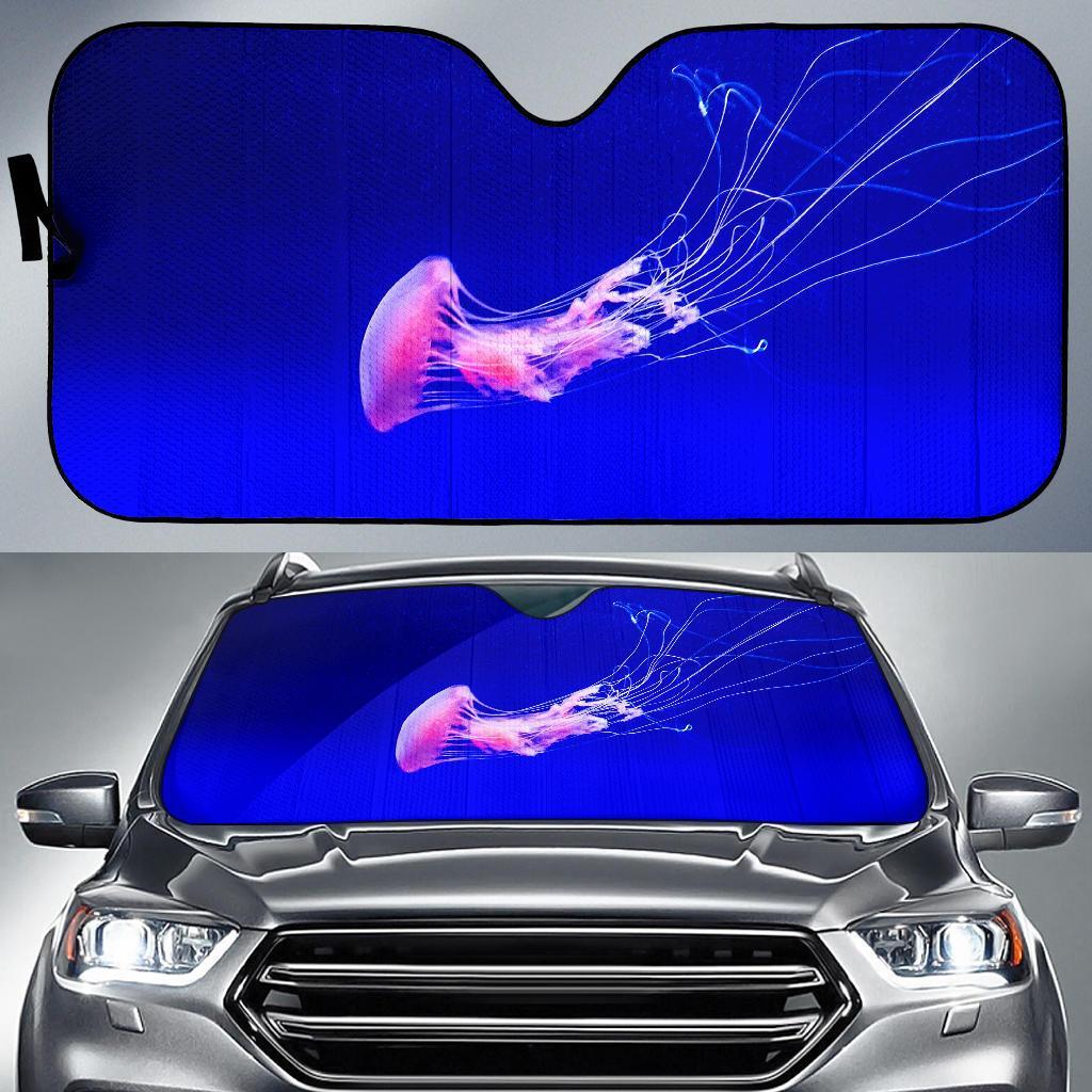 Jellyfish Underwater Blue Aqua Hd Car Sun Shade Gift Ideas 2022