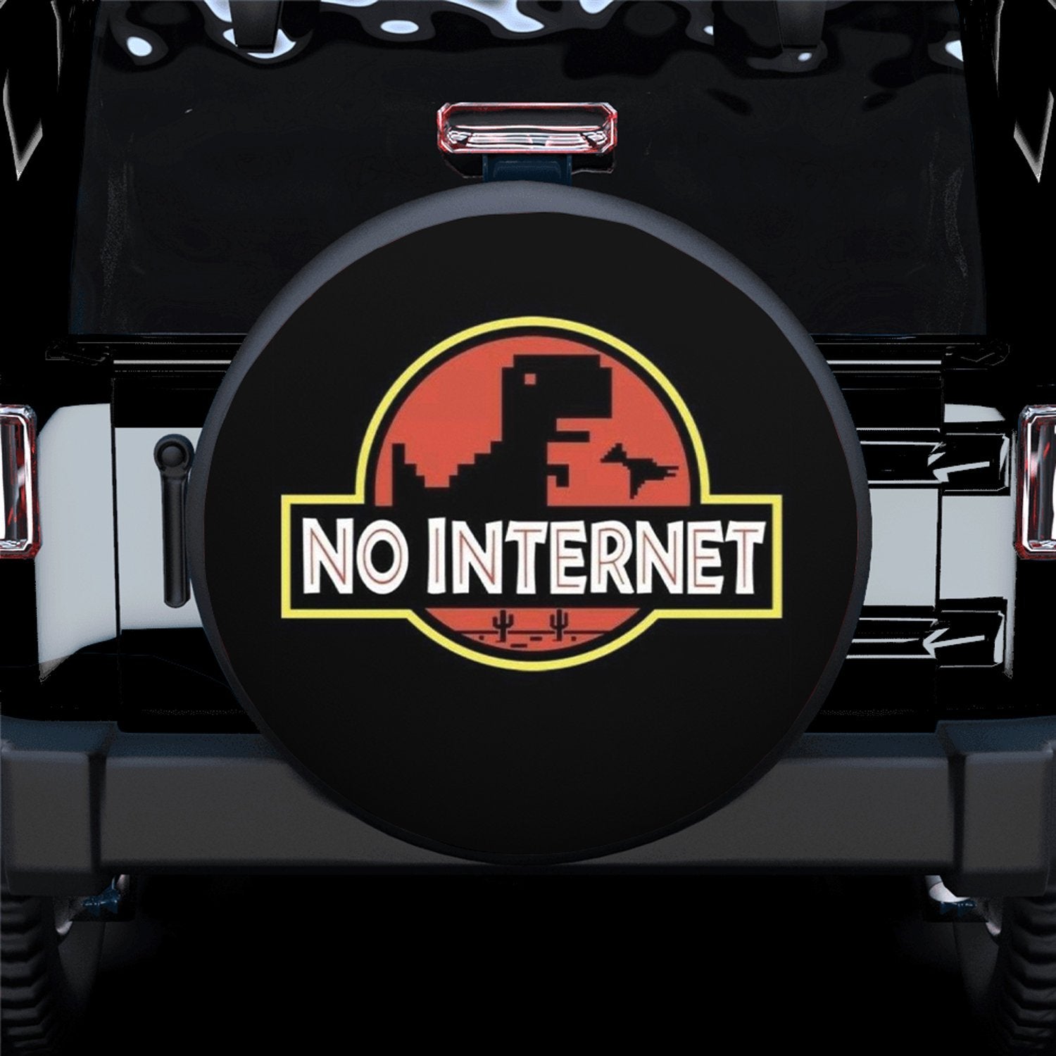 Jurasic Dinosaur Funny No Internet Spare Tire Covers Gift For Campers