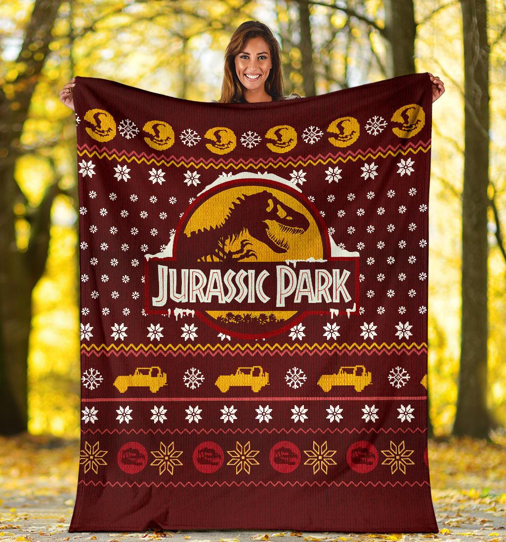 Jurassic Park Red Ugly Christmas Custom Blanket Home Decor