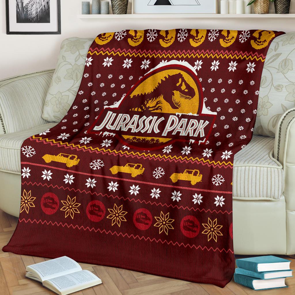 Jurassic Park Red Ugly Christmas Custom Blanket Home Decor