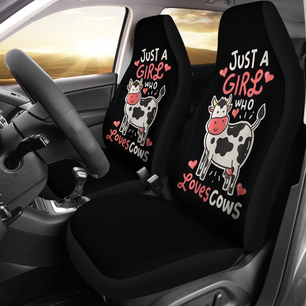 Just A Girl Cow Print Car Seat