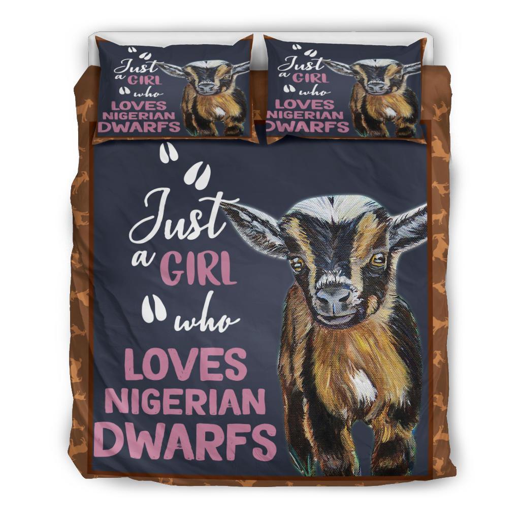 Just A Girl Who Love Goat Bedding Duvet Cover And Pillowcase Set