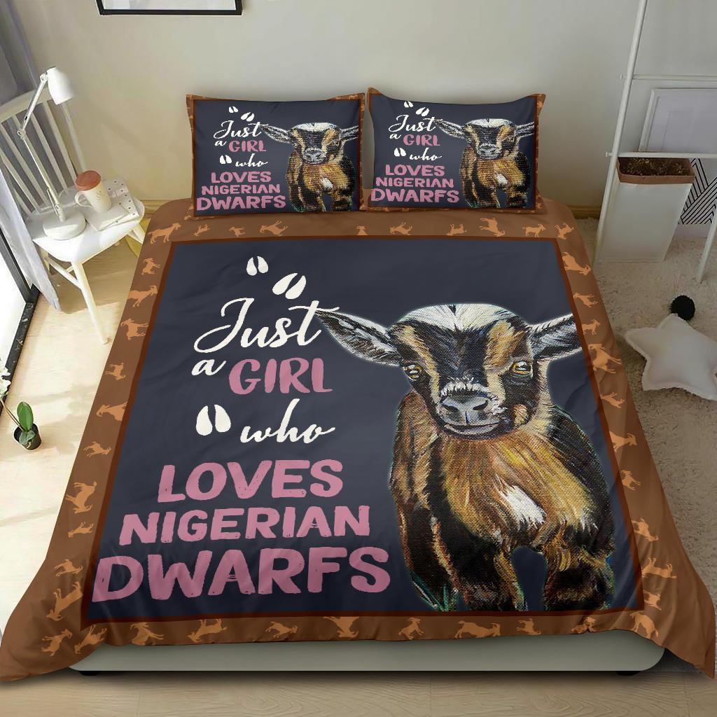 Just A Girl Who Love Goat Bedding Duvet Cover And Pillowcase Set