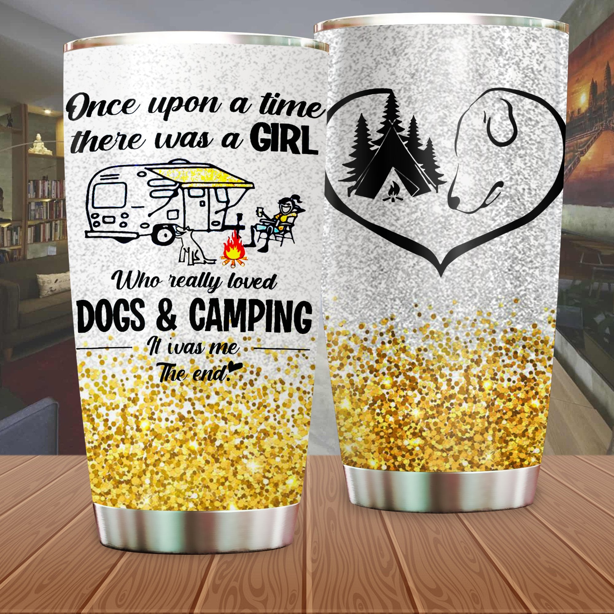 Just A Girl Who Really Loved Dogs & Camping Camfire Tumbler 2021