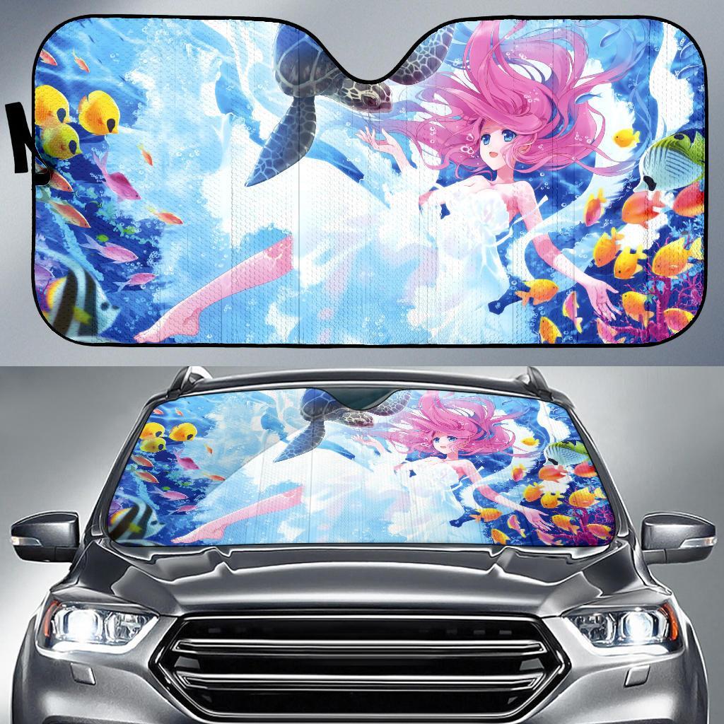 Kawaii Mermaid Turtle Fishes Underwater Hd Car Sun Shade Gift Ideas 2021