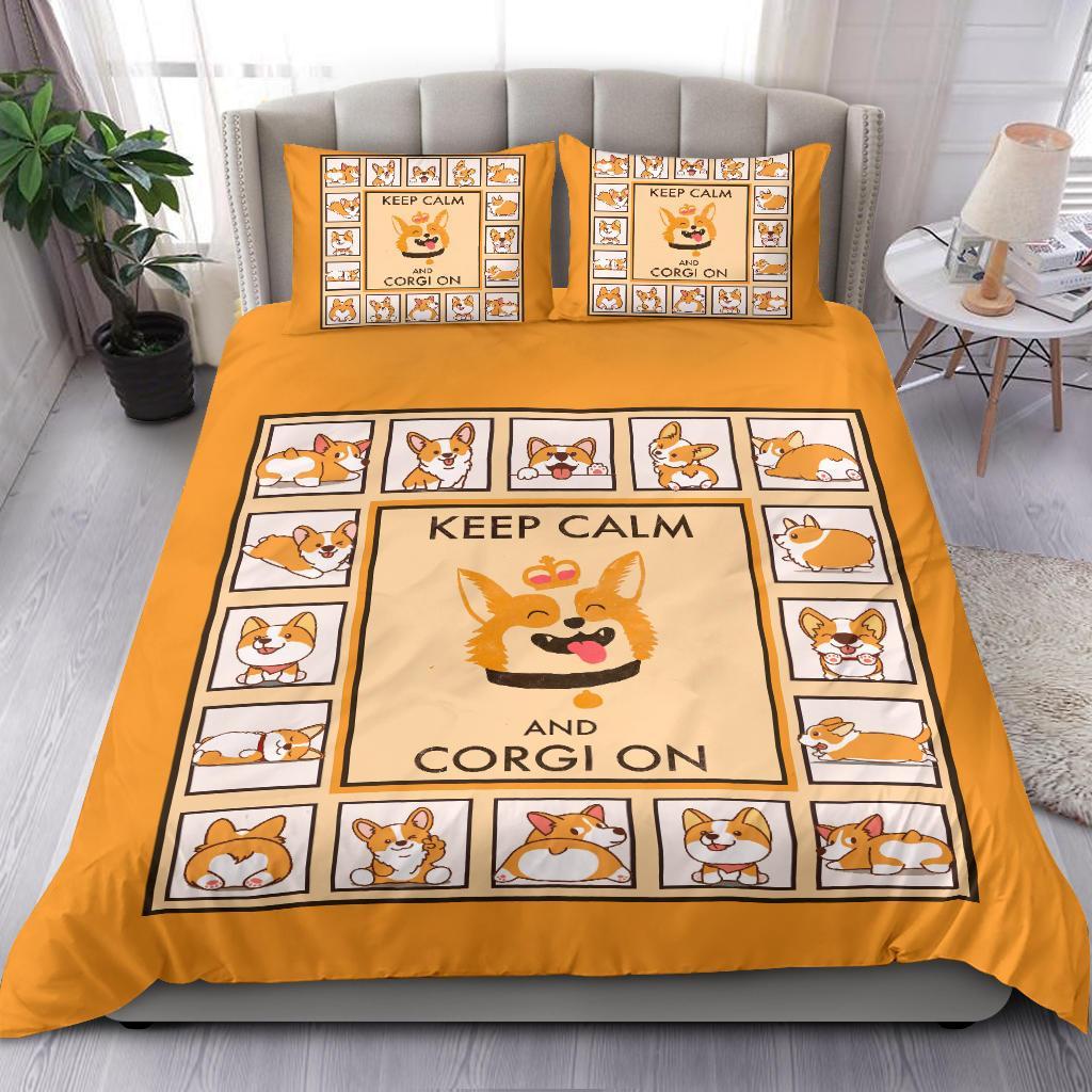 Keep Calm And Corgi On Bedding Duvet Cover And Pillowcase Set