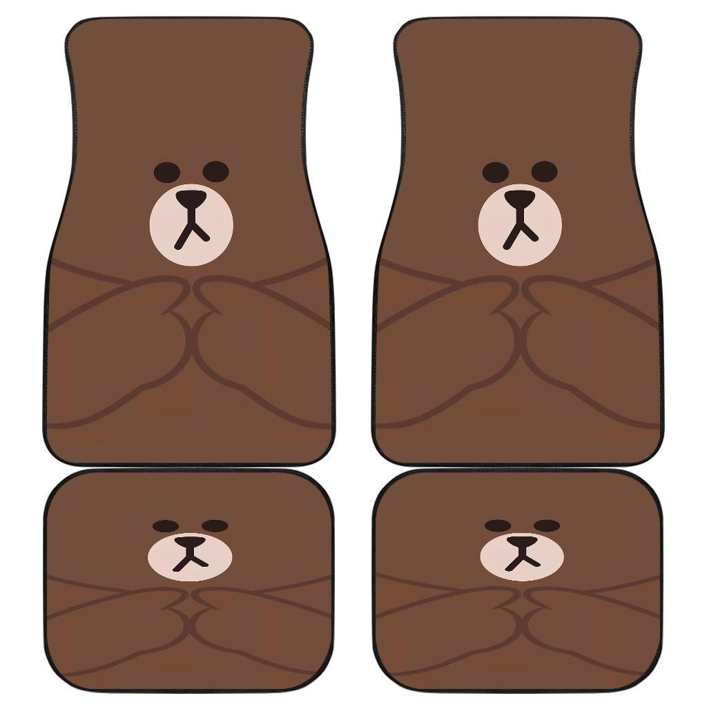 Korean Brown Bear Funny Face Car Floor Mats