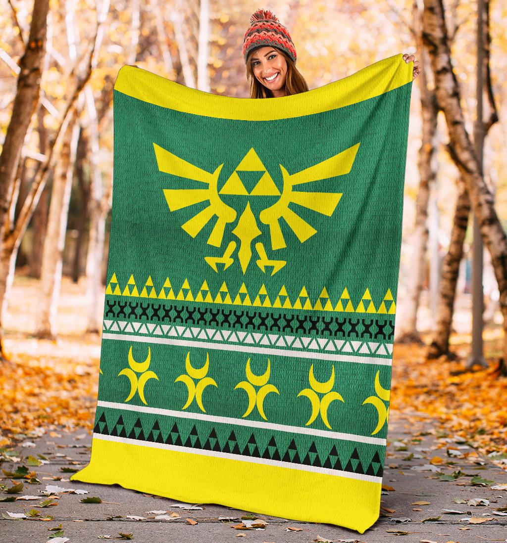 Legend Of Zelda Sign Green Ugly Christmas Custom Blanket Home Decor
