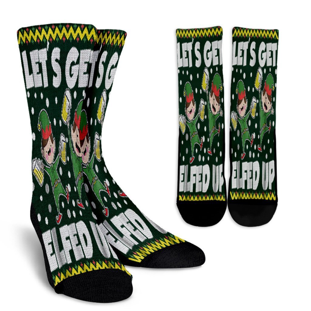 Let'S Get Elfed Up Ugly Christmas Sweater Style Noel Socks Perfect Christmas Gift