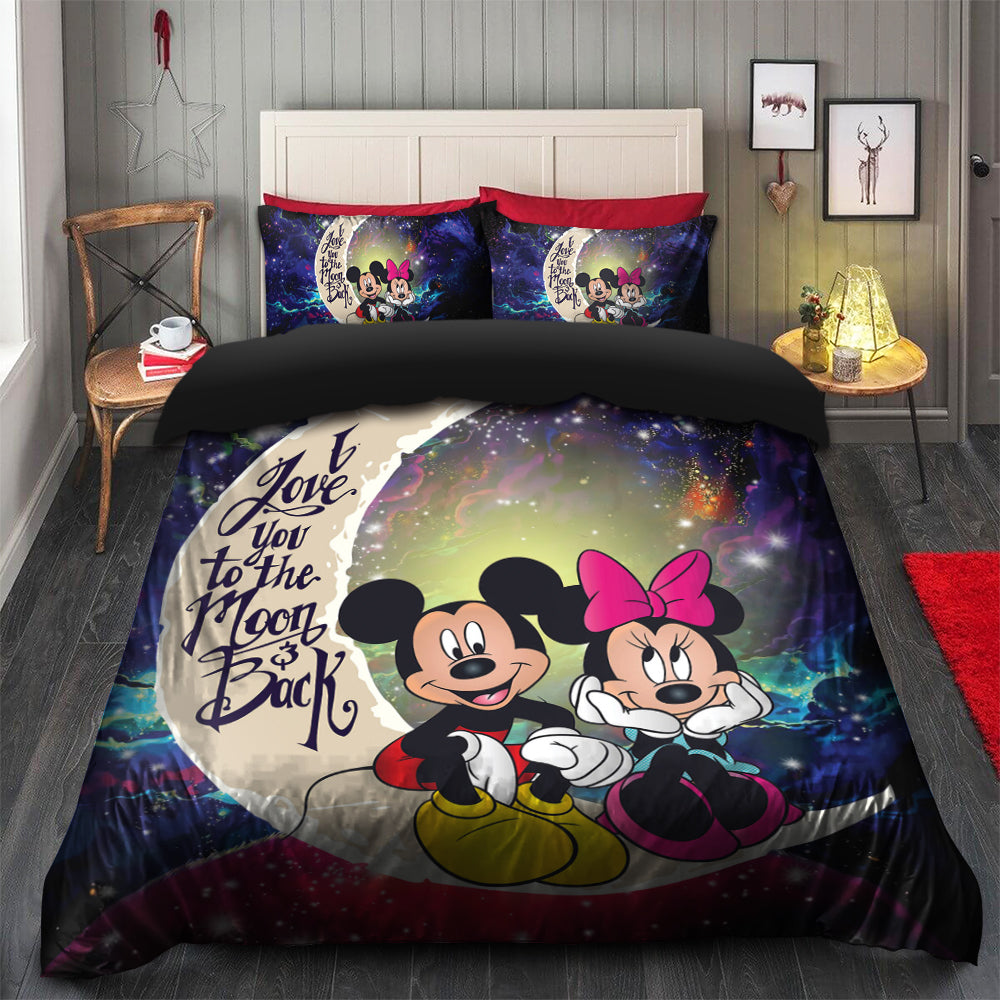 Mice Couple Love You To The Moon Galaxy Bedding Set Duvet Cover And 2 Pillowcases