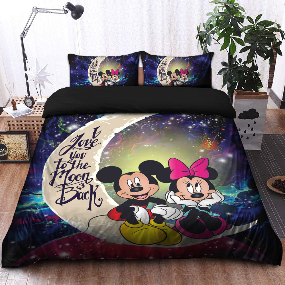 Mice Couple Love You To The Moon Galaxy Bedding Set Duvet Cover And 2 Pillowcases
