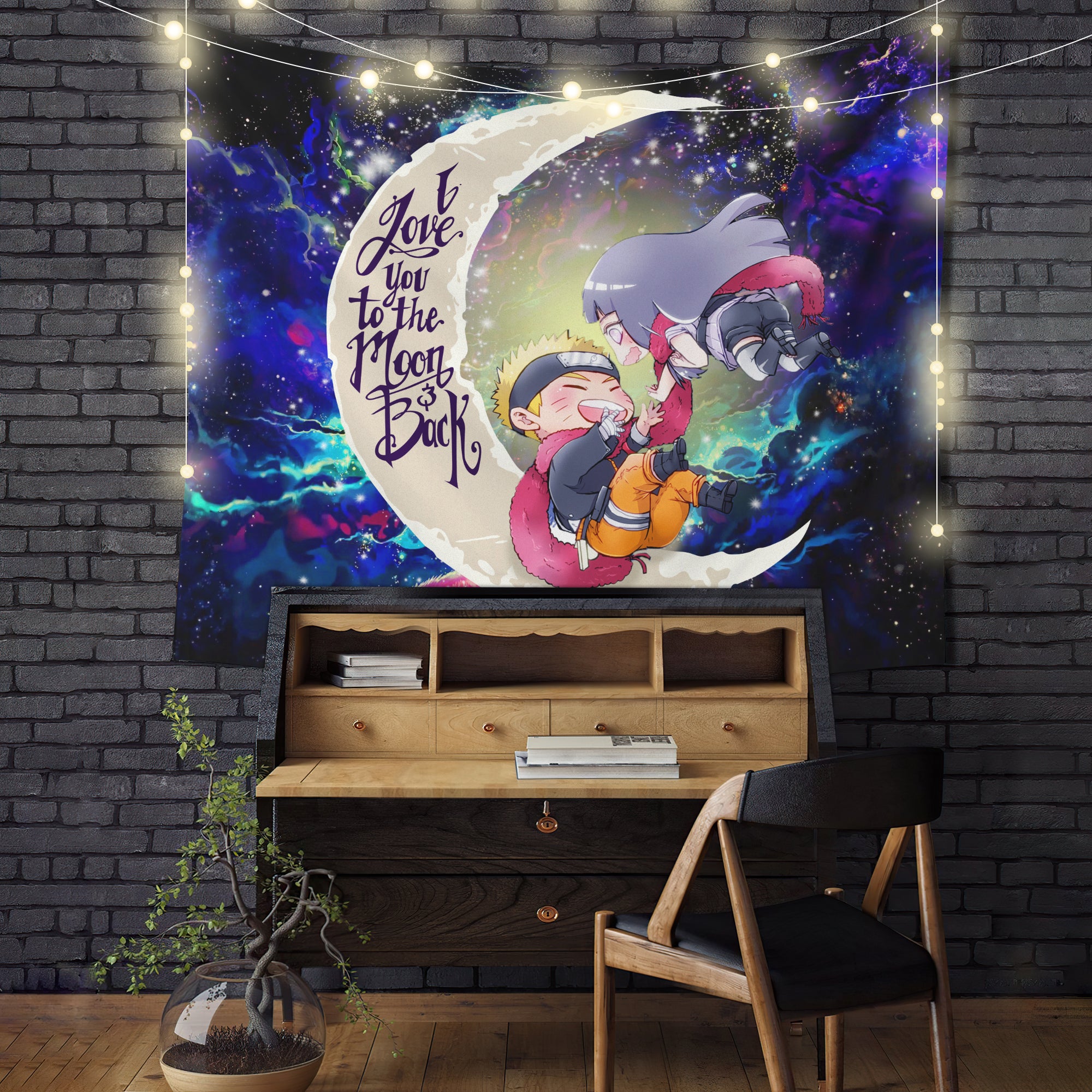 Naruto Hinata Couple Moon And Back Galaxy Tapestry Room Decor