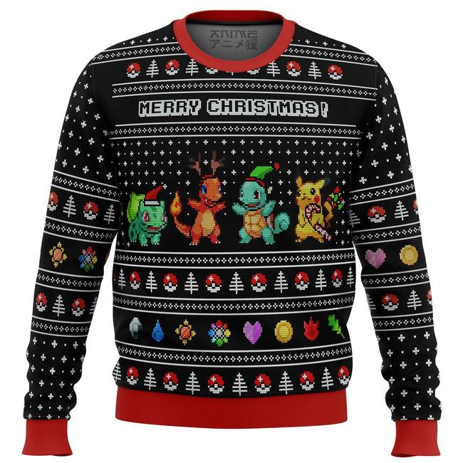 Pokemon Kanto Starters Premium Ugly Christmas Sweater Amazing Gift Idea Thanksgiving Gift