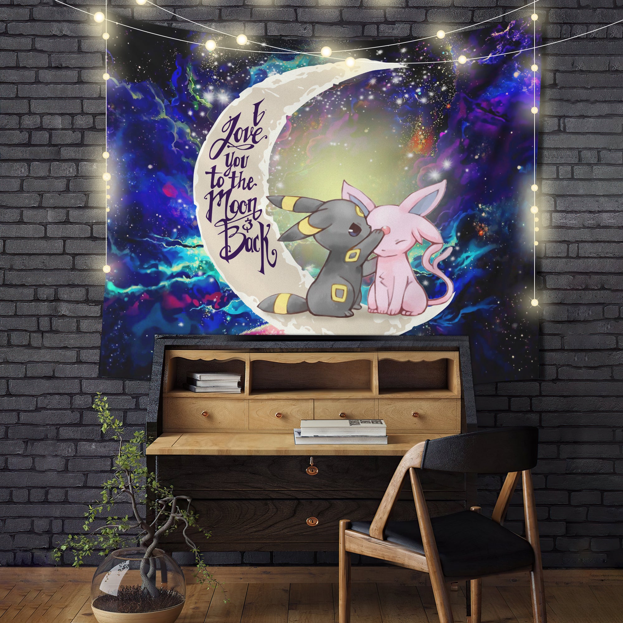 Pokemon Couple Espeon Umbreon Love Moon And Back Galaxy Tapestry Room Decor