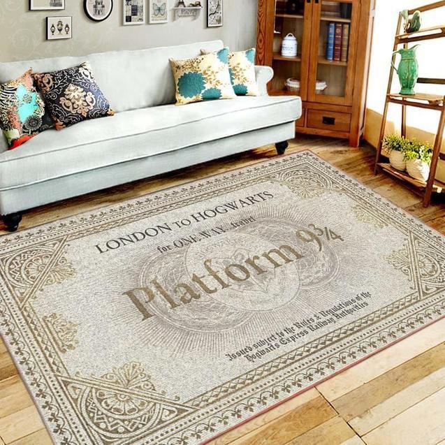 Harry Potter Train Ticket Area Rug Home Decor Bedroom Living Room Decor