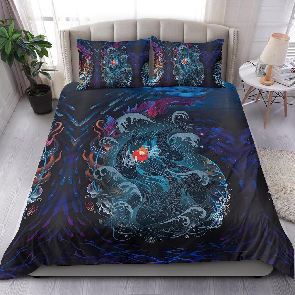 Sea Creatures Ponyo Bedding SetDuvet Cover And Pillowcase Set